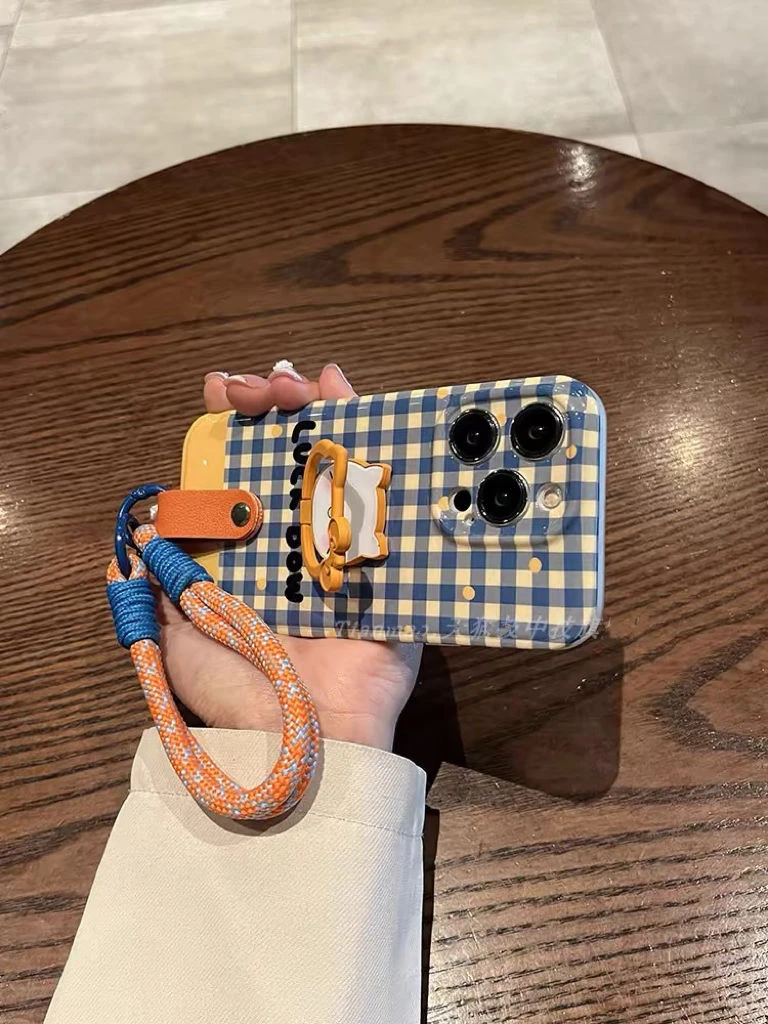 小清新田园猫咪支架适用iPhone17pro/16苹果13手机壳11手绳15女14
