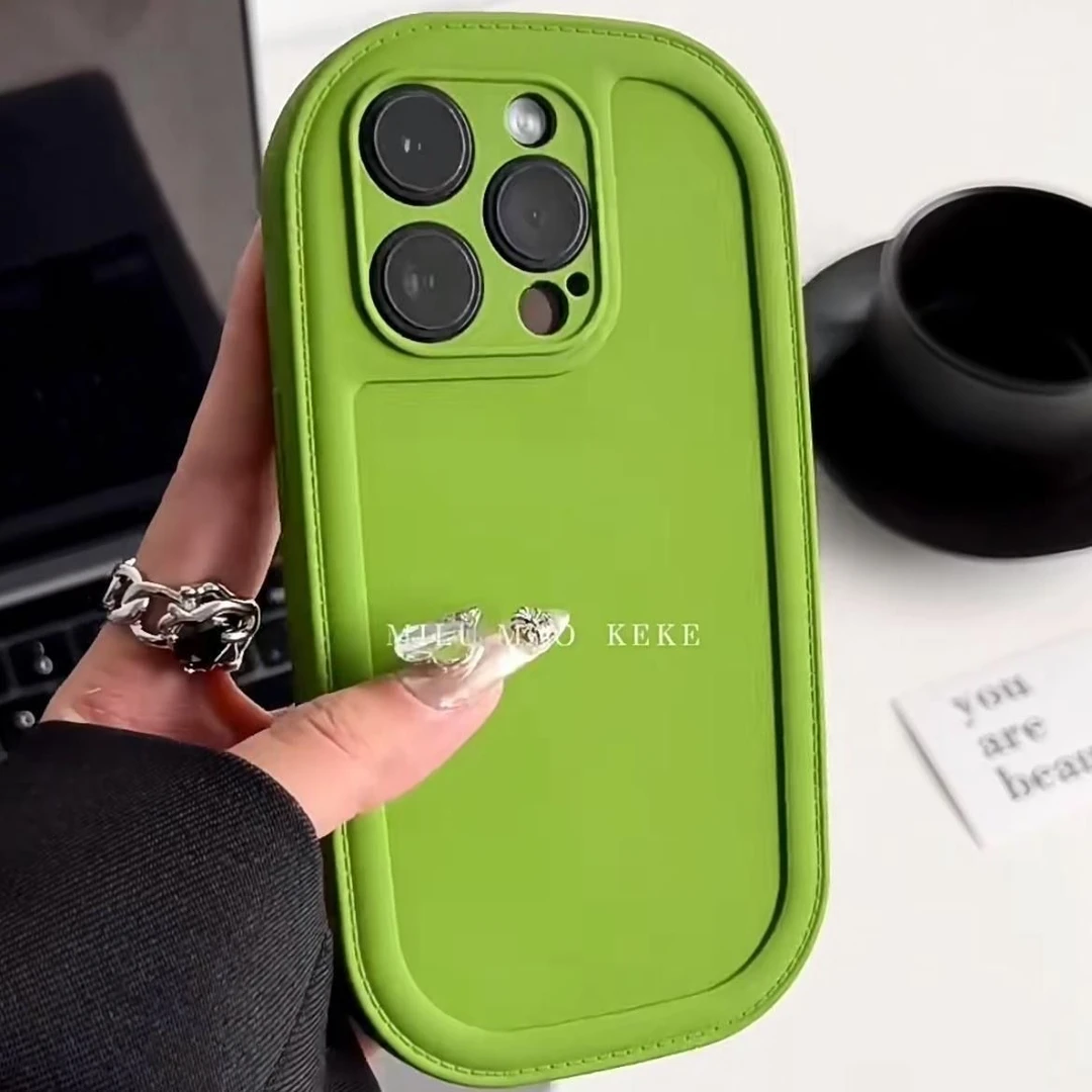 ins小众简约芥末绿iPhone13手机壳苹果14promax加厚气垫11/12高级