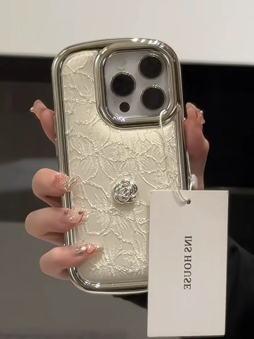 小众高级花纹绒布适用苹果15手机壳iPhone13新款14promax软12女11