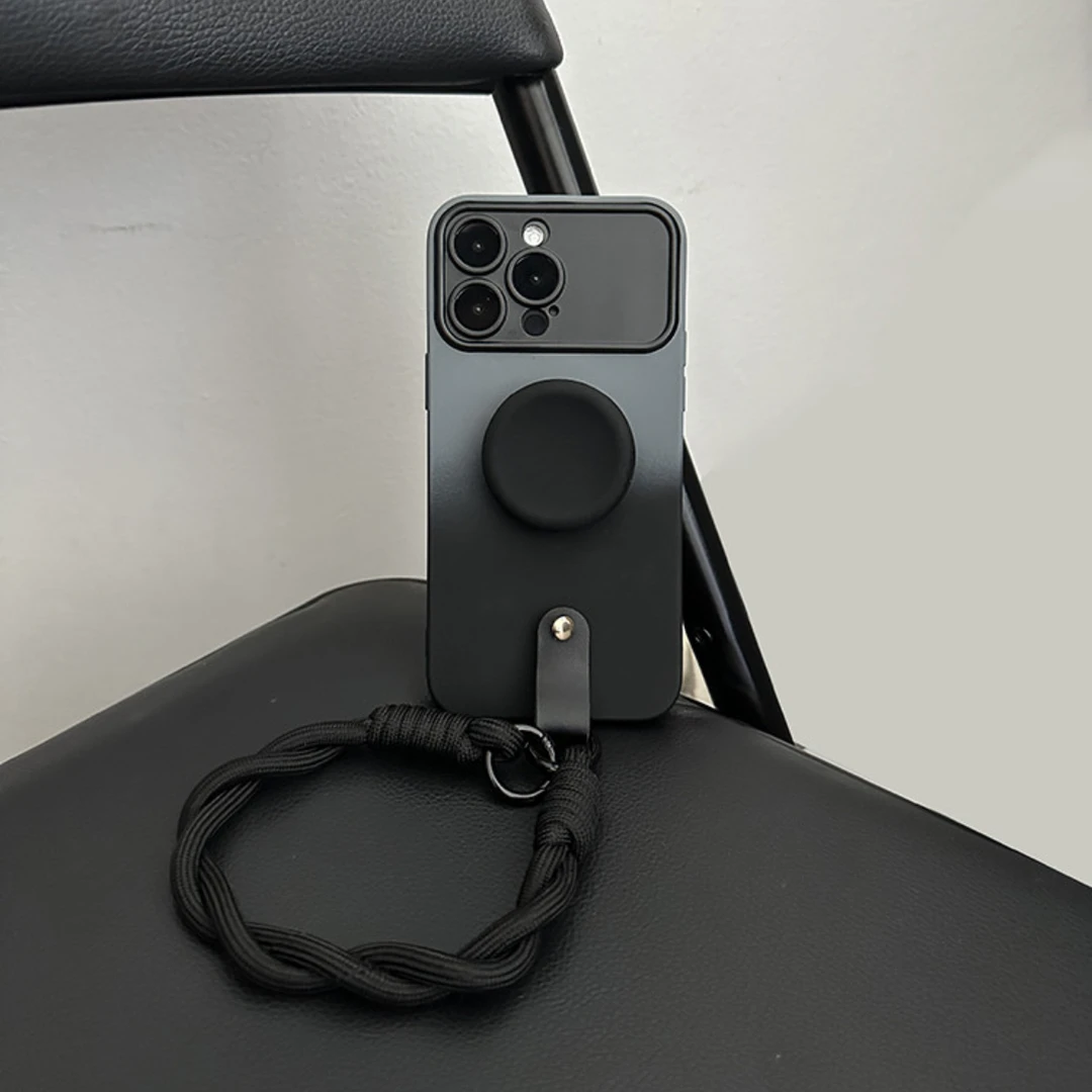 极简灰黑撞色腕带支架iPhone14promax苹果15手机壳13防摔12全包11