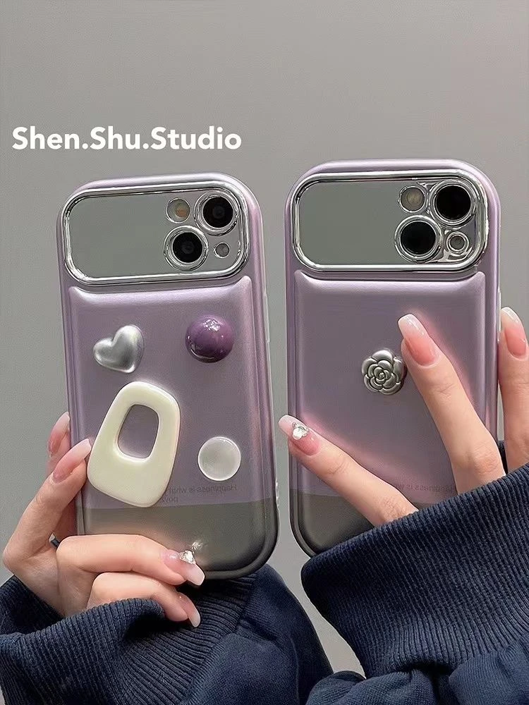 ins小众奢华山茶花爱心适用iPhone15promax手机壳苹果14新款13pro