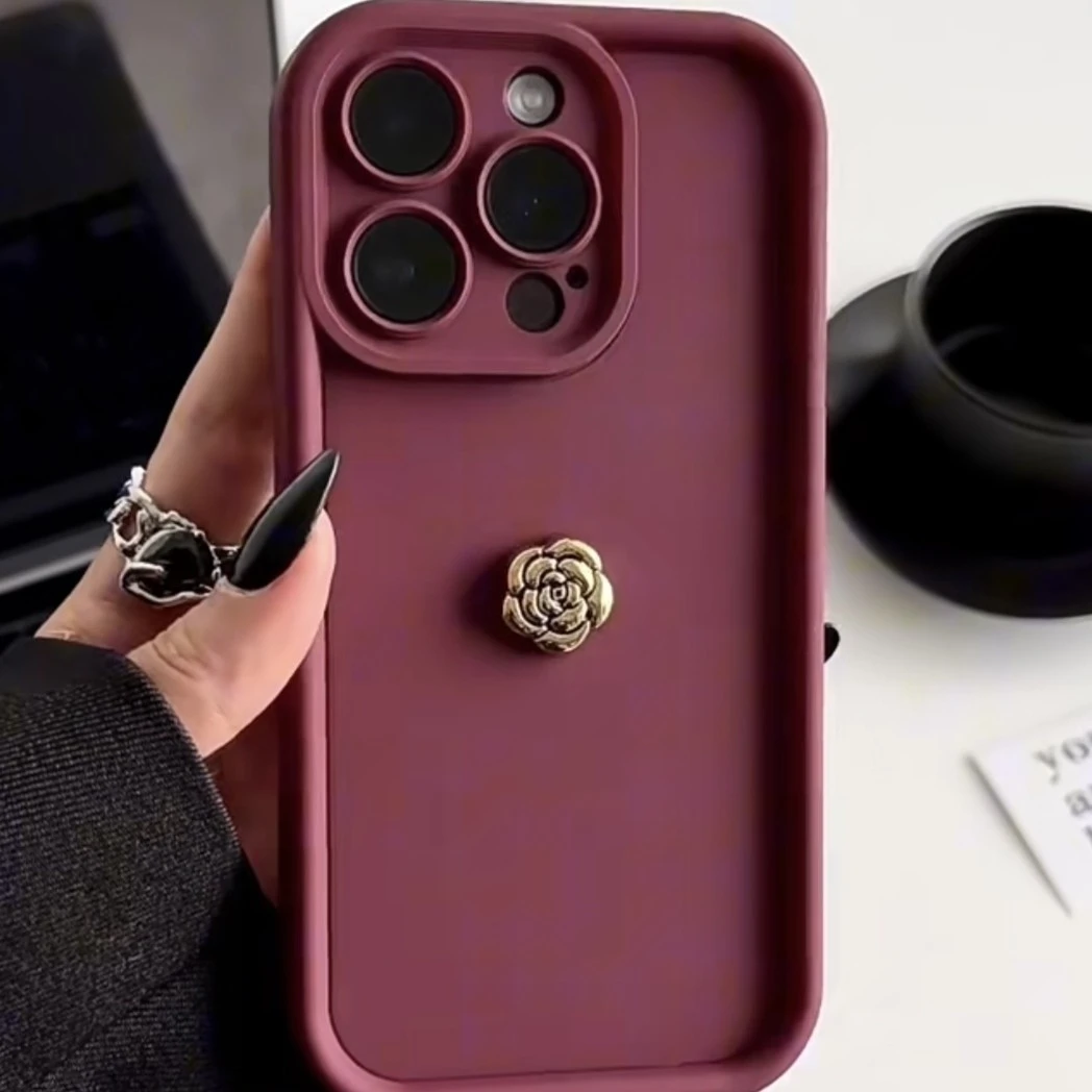 ins小众立体山茶花适用苹果14promax手机壳iPhone13软胶12/11新款