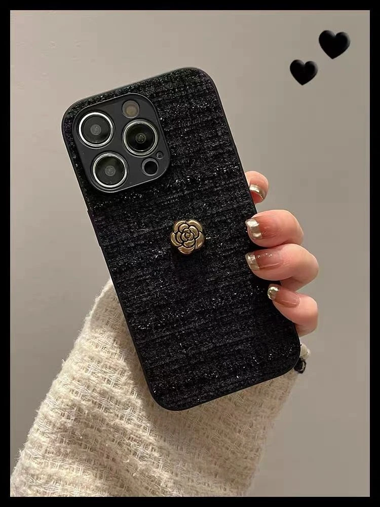 山茶花适用iPhone15pro/14苹果13手机壳11毛绒15秋冬12全包保护套