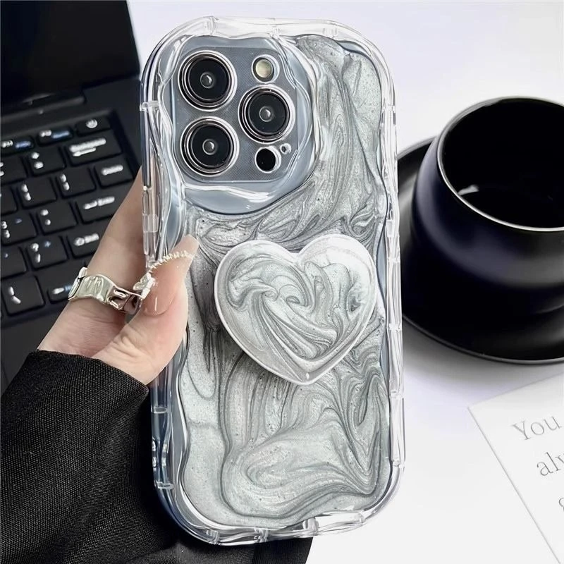 小众立体宝石猫咪iphone15pro苹果14手机壳带支架11高级12pro女13