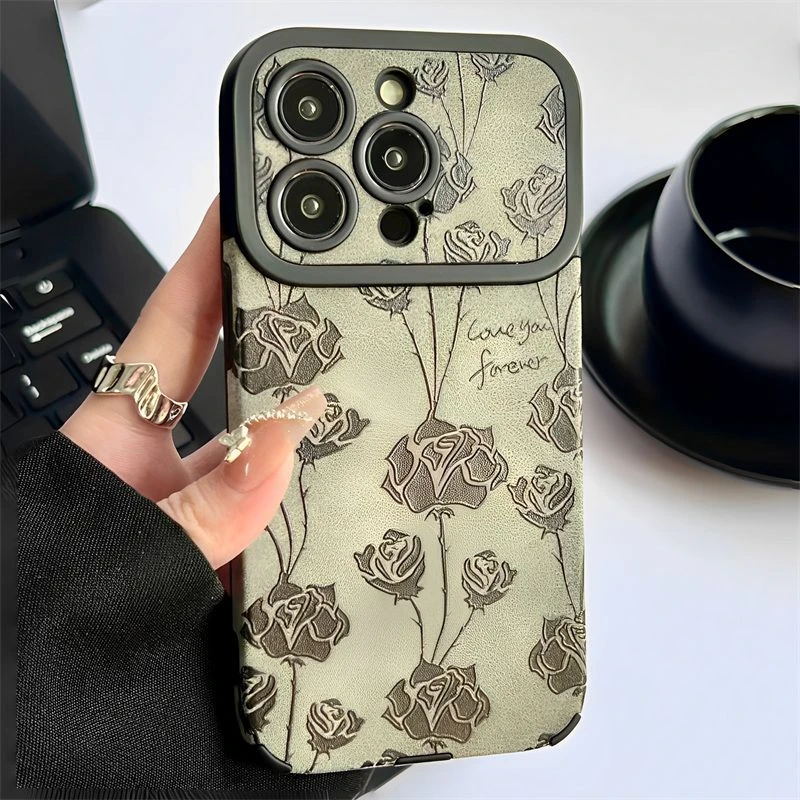 复古花朵iphone15pro苹果14手机壳11日韩12小众13promax全包微磨