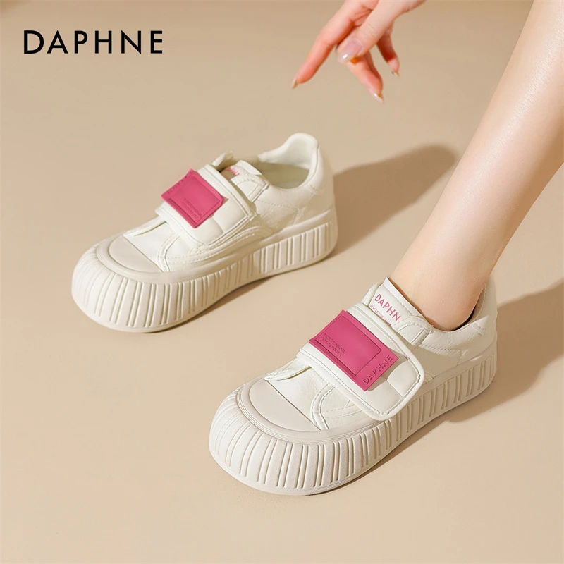 达芙妮Daphne ~厚底小白鞋女2025新款魔术贴松糕鞋百搭大头饼干鞋