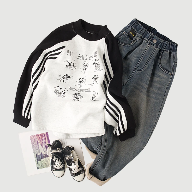 吴小越w871男童加绒印花卫衣秋冬新款韩版宽松儿童上衣男孩冬装潮