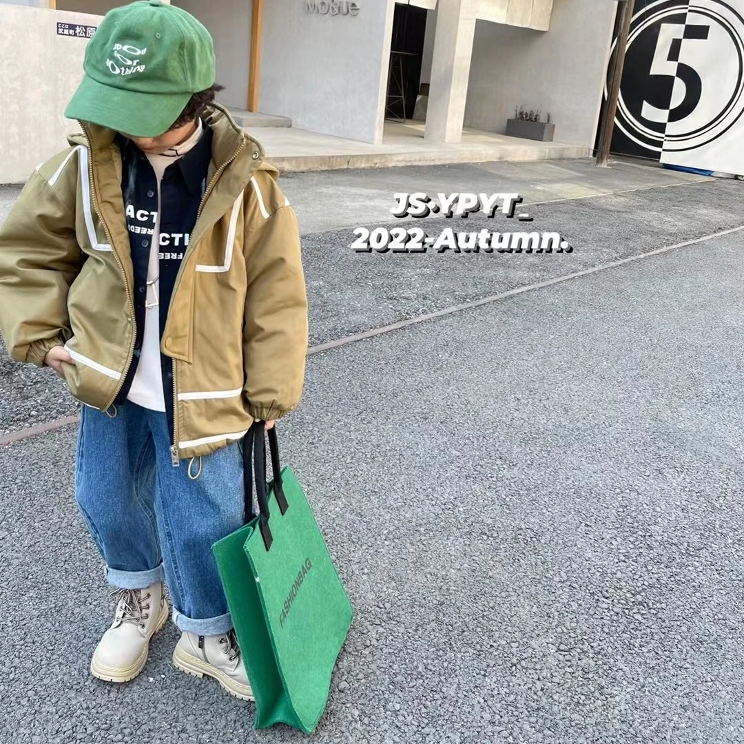 zb971男童冬款高货风衣棉衣110-150儿童外套秋冬加厚羽绒纯色儿童