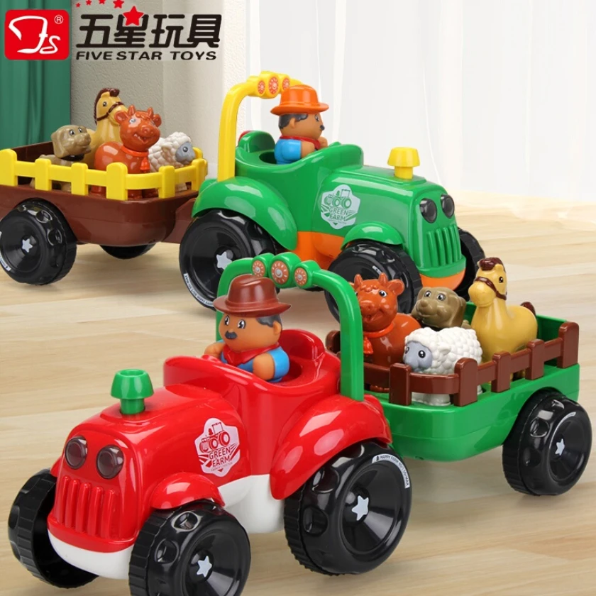 农夫车仿真模型儿童大号拖拉机电动玩具欢乐（颜色随机默认发红色）
