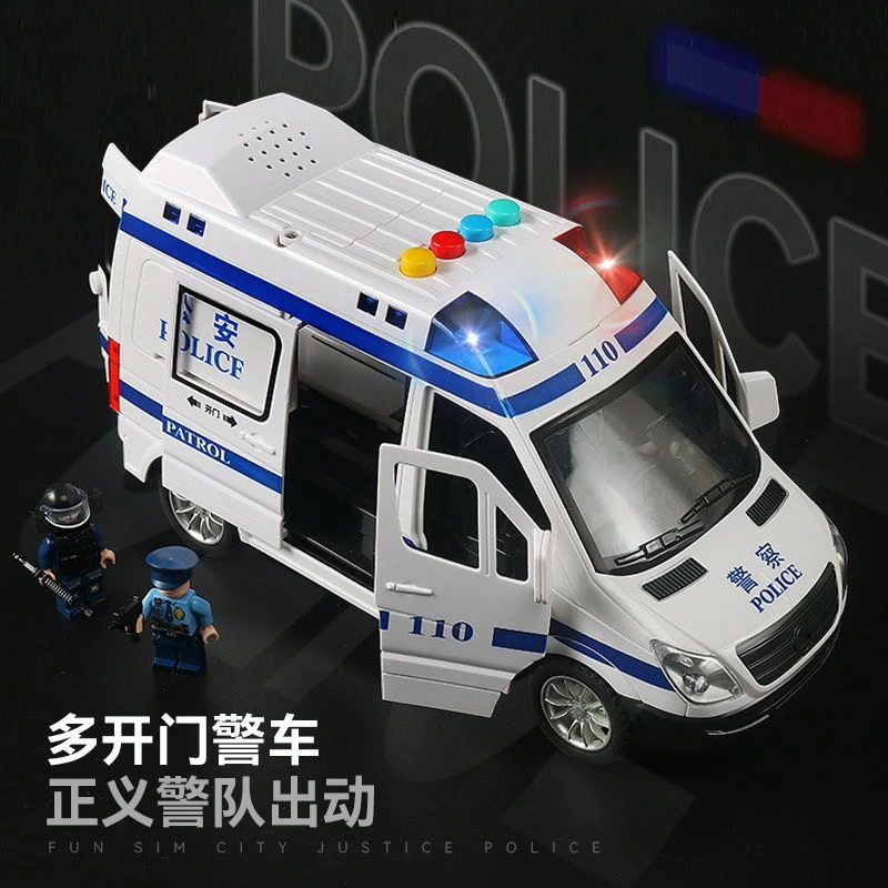 3-6岁儿童110玩具5开门音乐故事仿真模型带灯光小汽车男孩