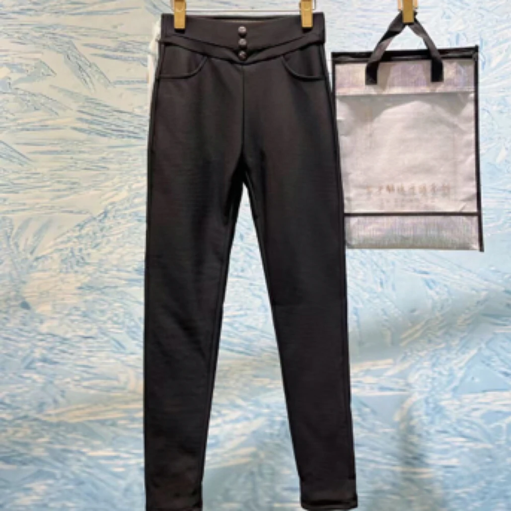 韩诗诗高端定制高腰黑色小脚裤打底外穿