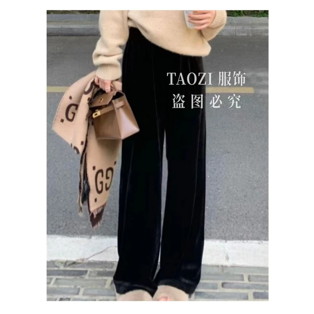 【桃子自制】 1020 百搭显瘦丝绒裤真的好穿 版型特别好