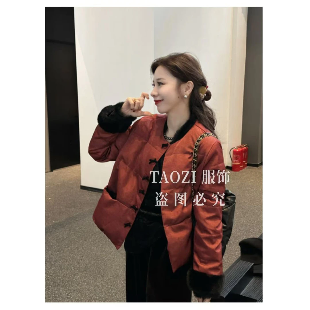 1181【红红火火】新年这么穿太好看！气质新中式羽绒服