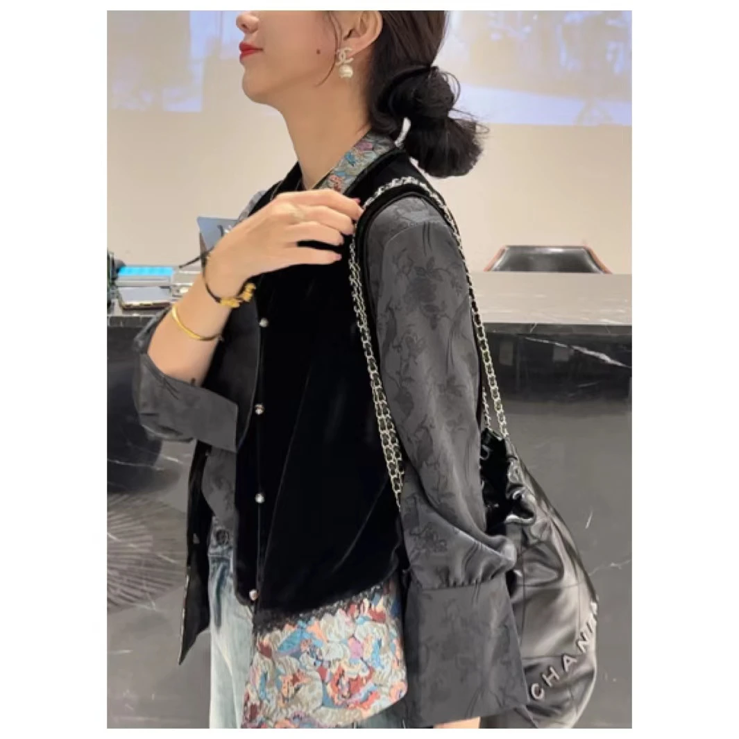 【桃子自制】08181 新中式国风高端手感好面料舒服丝绒马甲