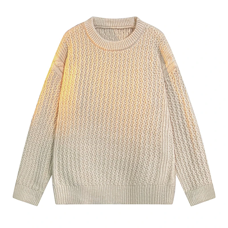 圆领针织衫毛衣男士秋冬季2024新款纯色情侣慵懒风宽松休闲毛线衣