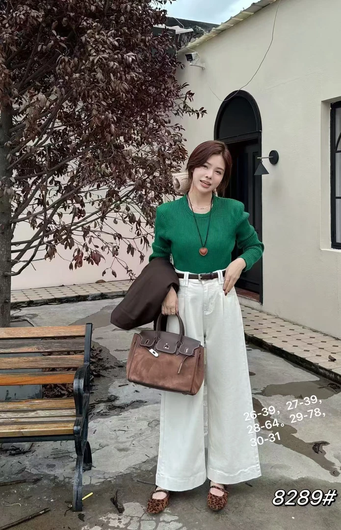 2024年秋冬高腰美式弯刀裤阔腿裤奶奶裤显瘦气质百搭休闲宽松简约