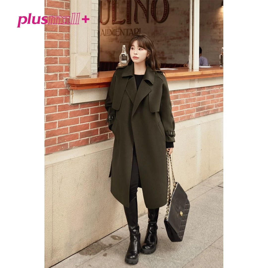 PLUSMALL 苏黎世大道 经典翻领风衣式大衣PM23082050