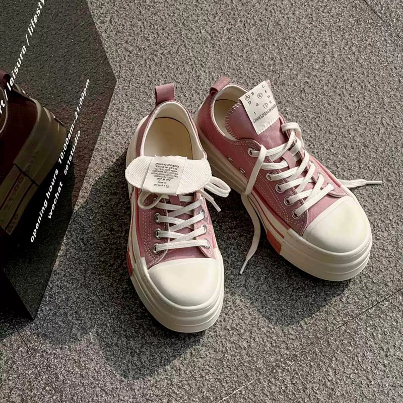 DX.DAXI【雨后彩虹】厚底帆布鞋翻鞋舌松糕鞋休闲板鞋