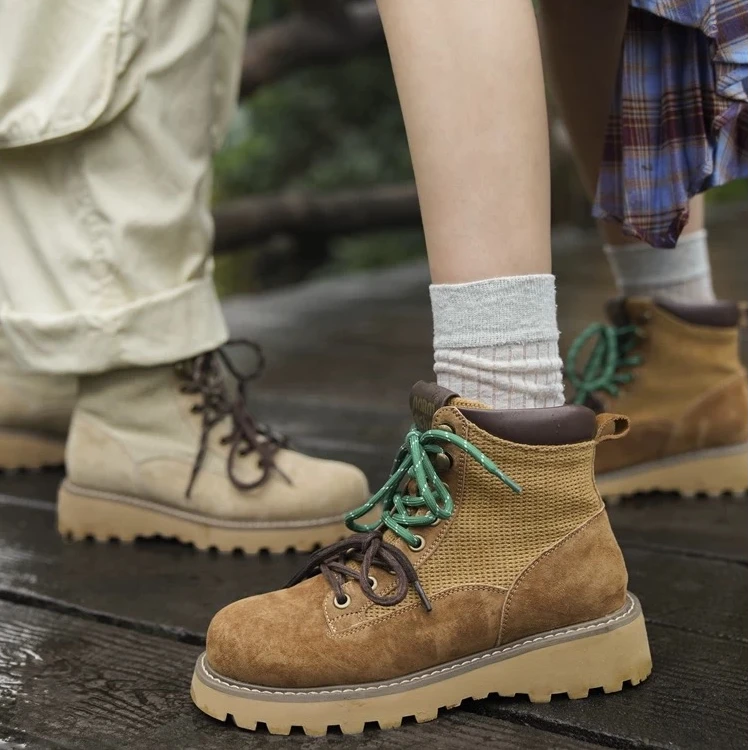 【贝贝专属】针织拼接马丁靴厚底短靴