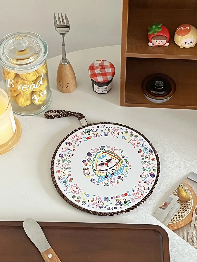 森南涂鸦隔热垫硅藻泥卡通隔热垫家用必备汤碗汤锅垫（本家）