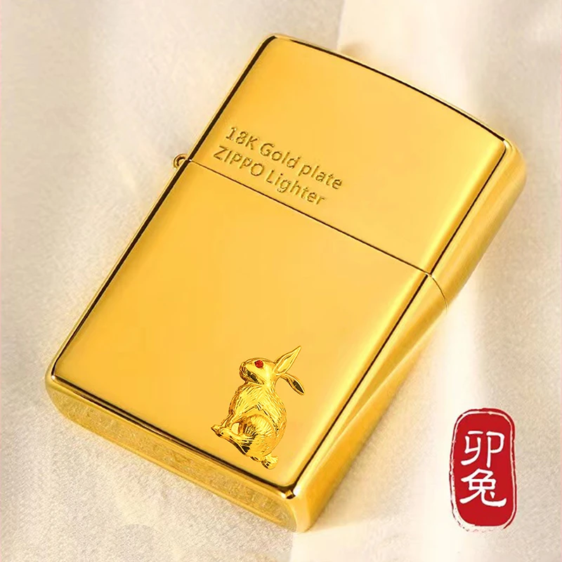 ZIPPO/之宝【18K镀金兔】 兔年限定贴章礼盒装防风DYJ1