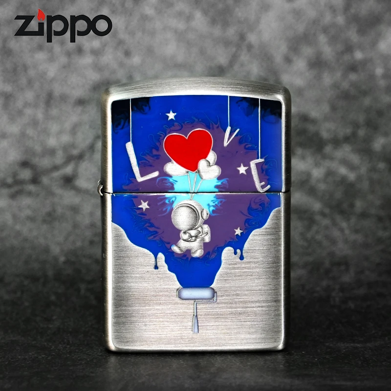 ZIPPO/之宝【太空之恋】夜光 熏银拉丝树脂 盔甲防风打火机DYJ1