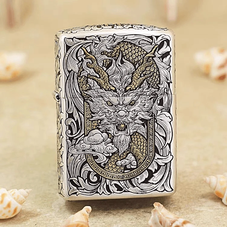Zippo打火机正版/【盔甲错金银云镜龙】龙年男士礼物DY9912JY【阿明】