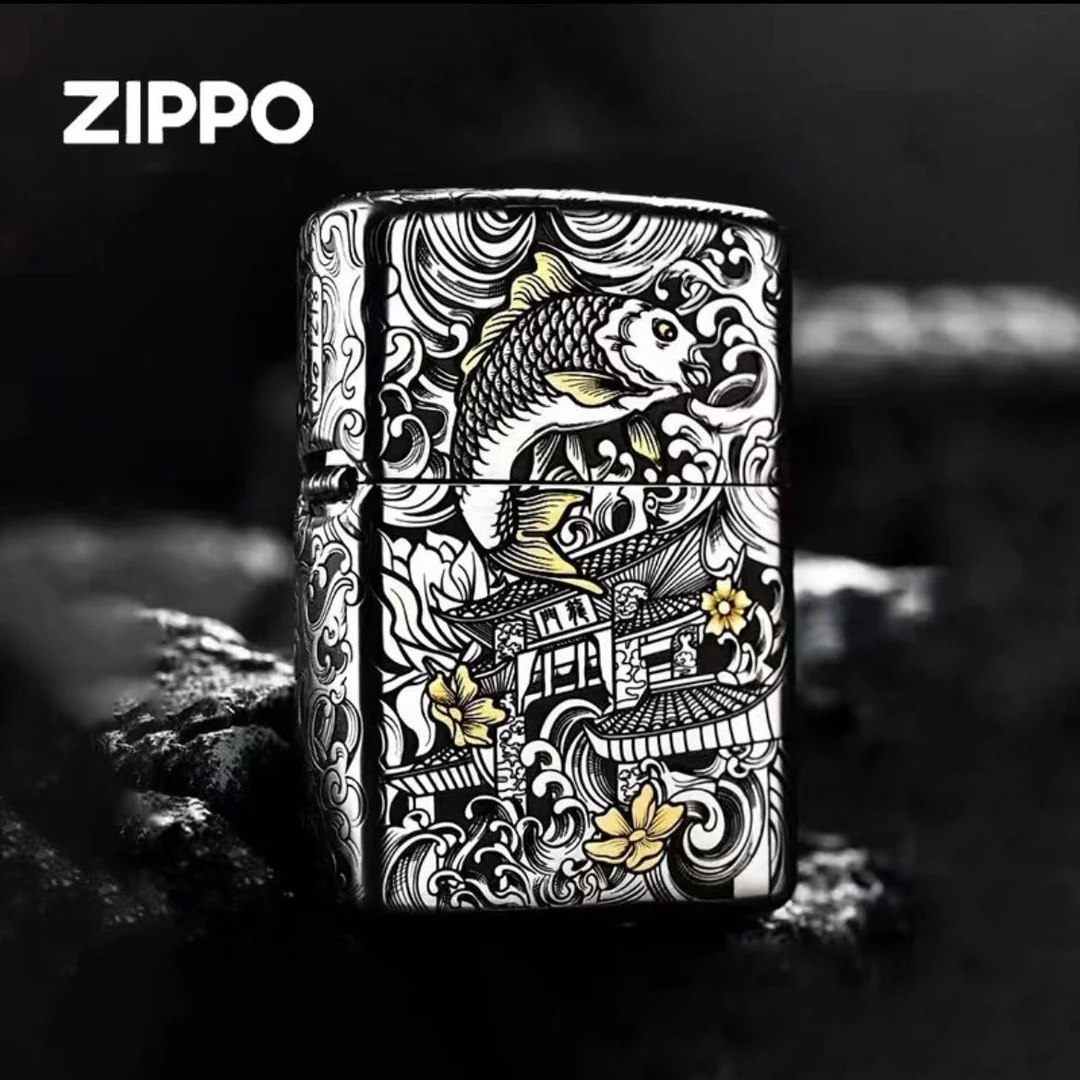 ZIPPO/之宝【钢机鱼跃龙门】错金银-浮雕重甲防风打火机PWX1H1