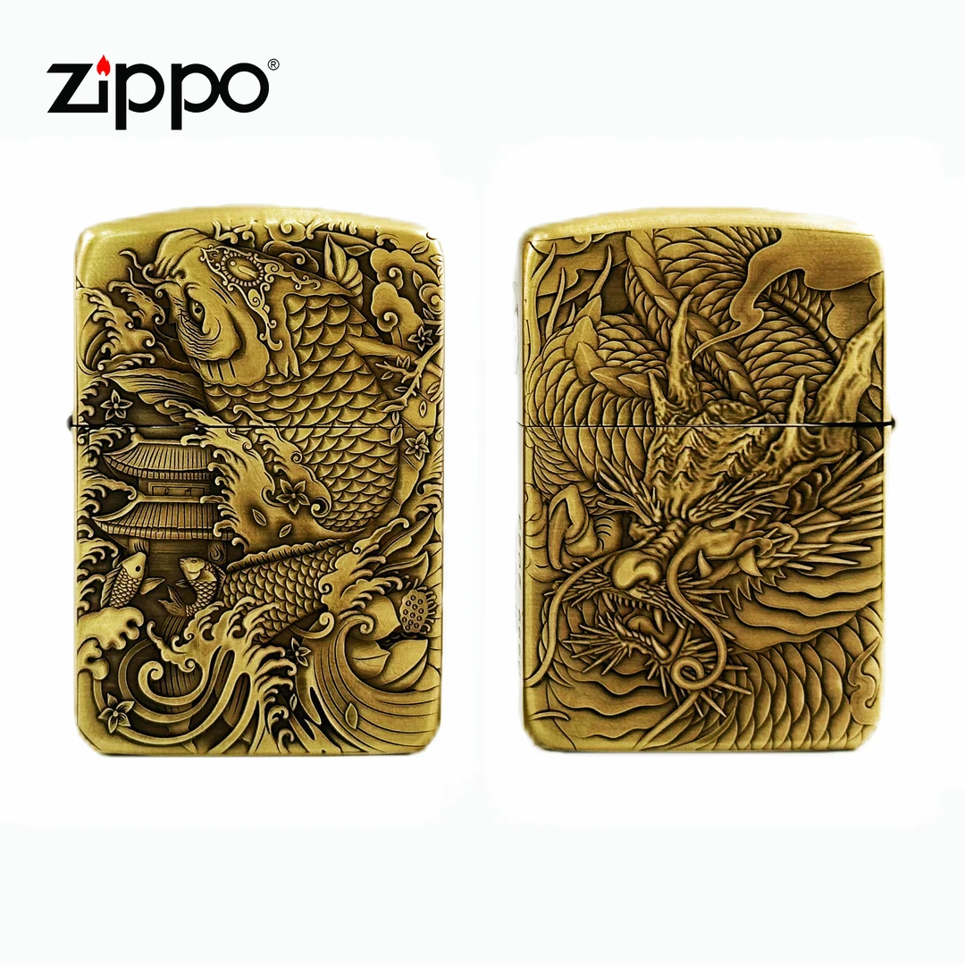 ZIPPO/之宝【鲤鱼跃龙门】1941双面浮雕防风打火机DYJ1