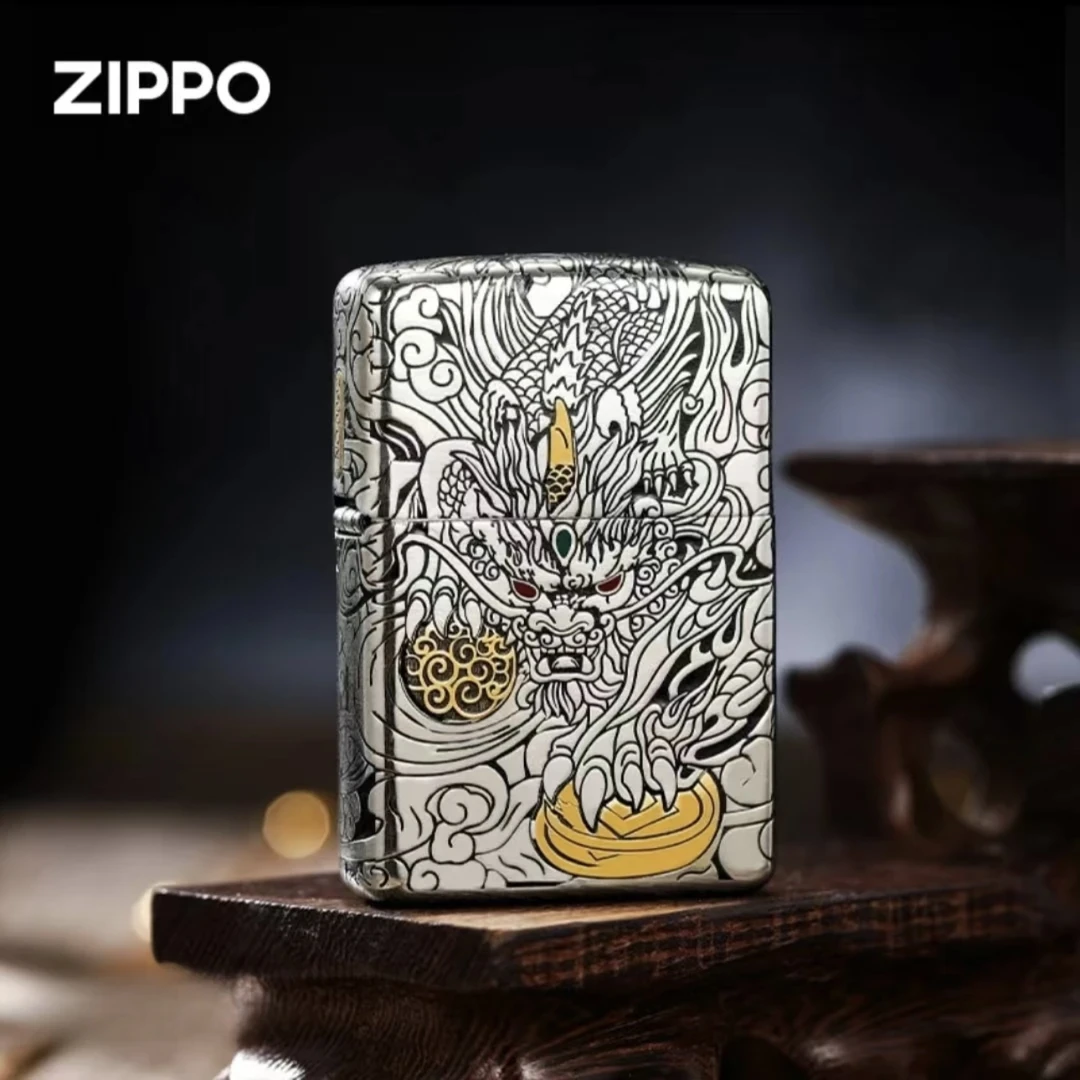 ZIPPO/之宝【钢机貔貅】错金银重甲貔貅钛钢木盒送礼打火机DYJ1