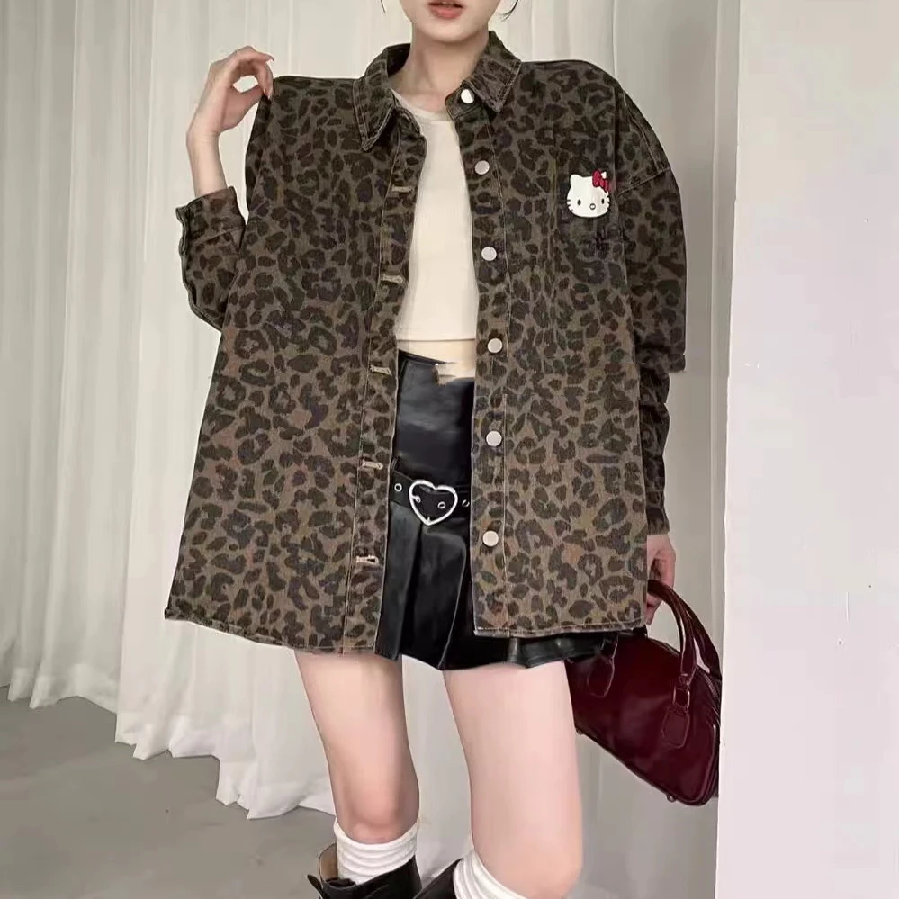 【秘密乐园】甜酷辣妹个性买手款豹纹衣服休闲宽松慵懒风