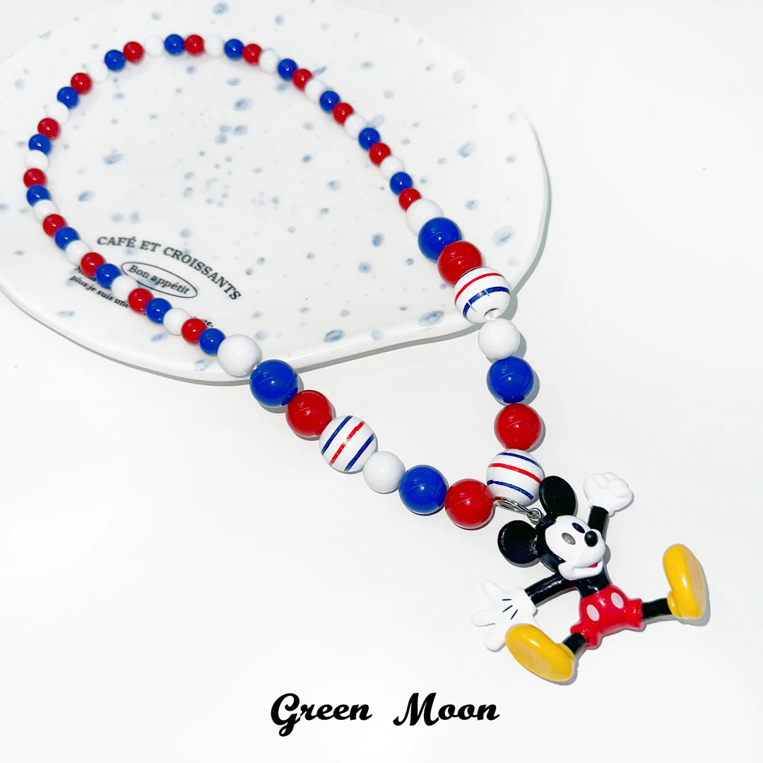 非金属仿珍珠项链 【童话花园】夏日辣妹彩色多巴胺卡通项链设计感