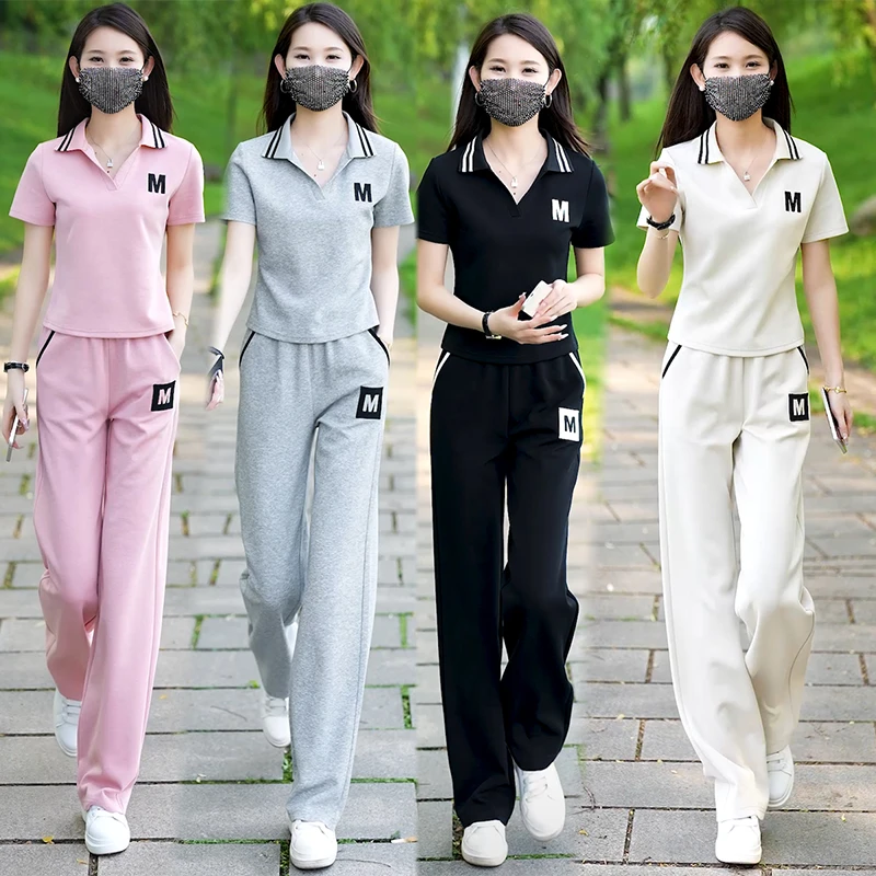 多巴胺休闲减龄运动服两件套夏季时尚洋气阔腿显瘦套装百搭气质女