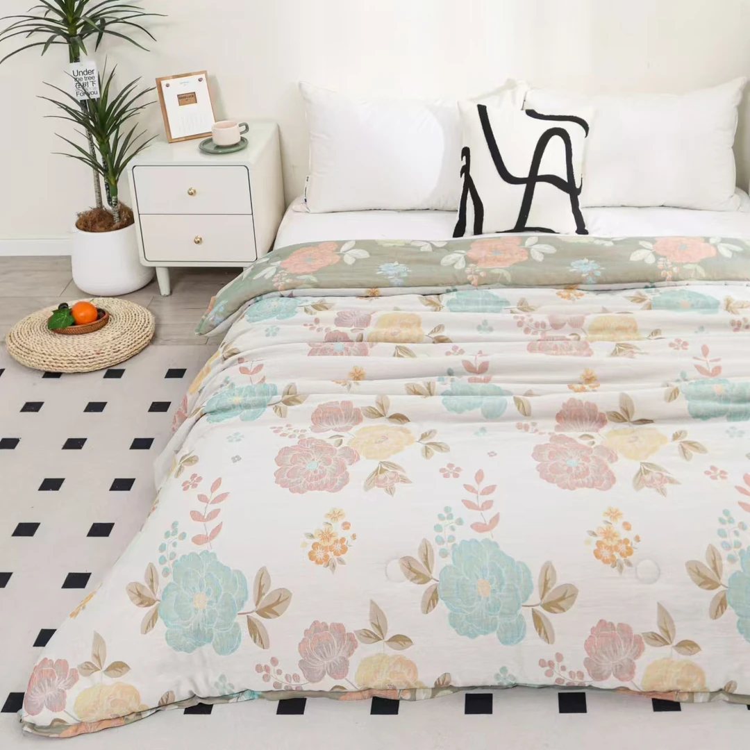 【春庭雪】150*200cm A类全棉长绒棉贡缎双层纱冬被