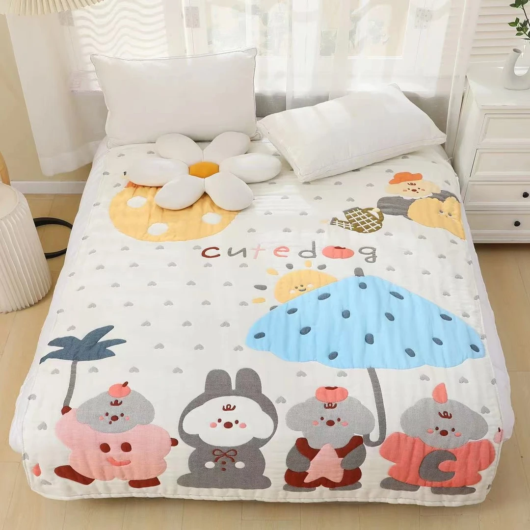 【静静-小伙伴】150*200cm A类全棉双层纱奶芙泡芙被