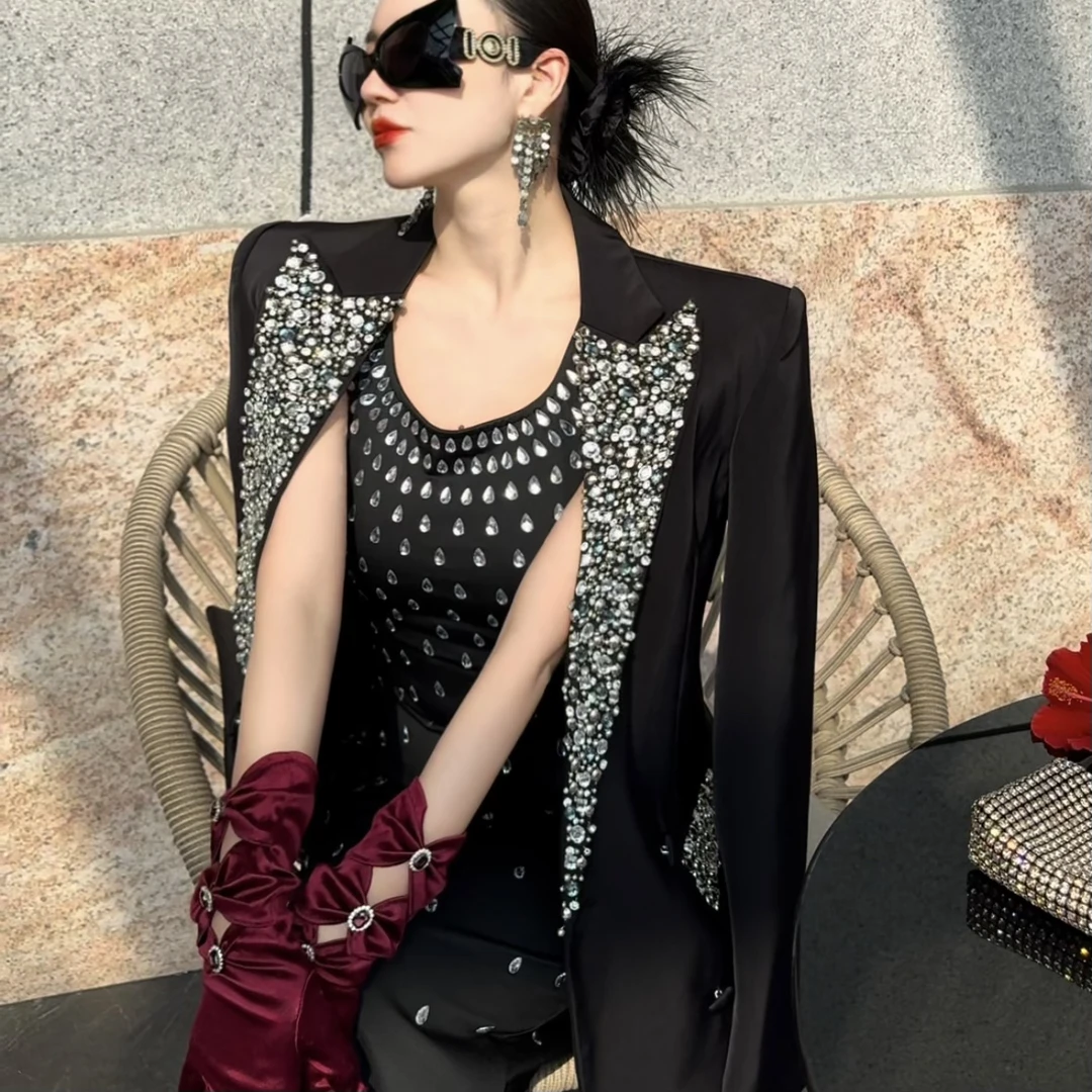 【Seven】手工镶钻华丽重工钉珠西装外套