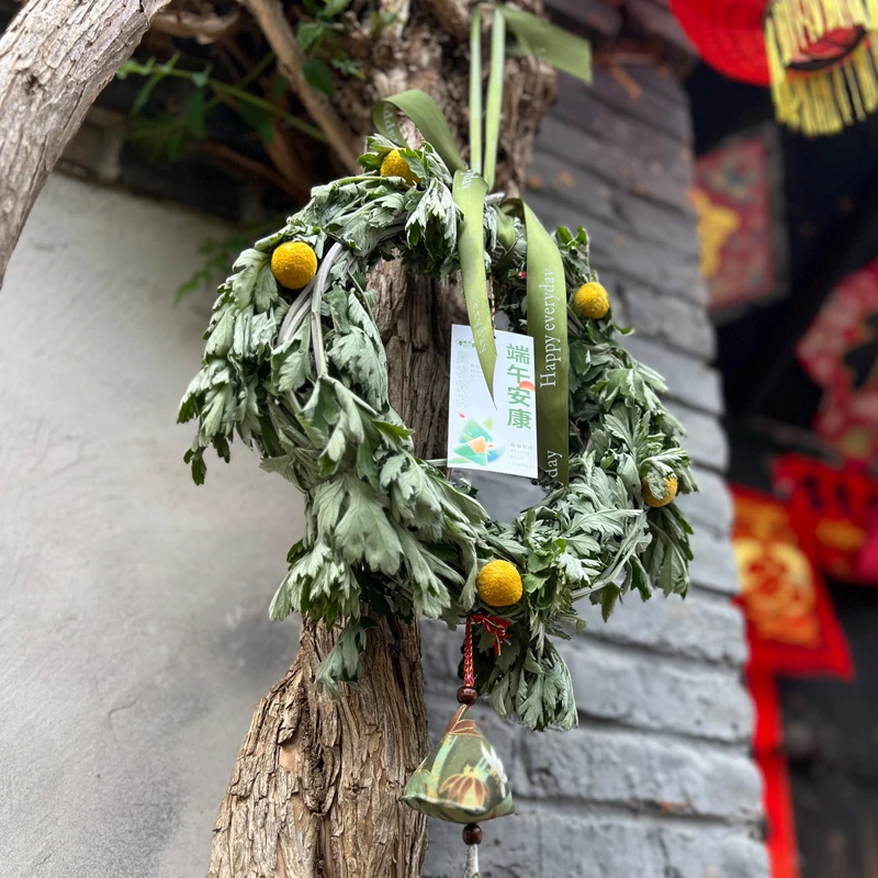 【 48H发顺丰】2025端午节艾草花环花束挂门挂饰祈福香囊花束