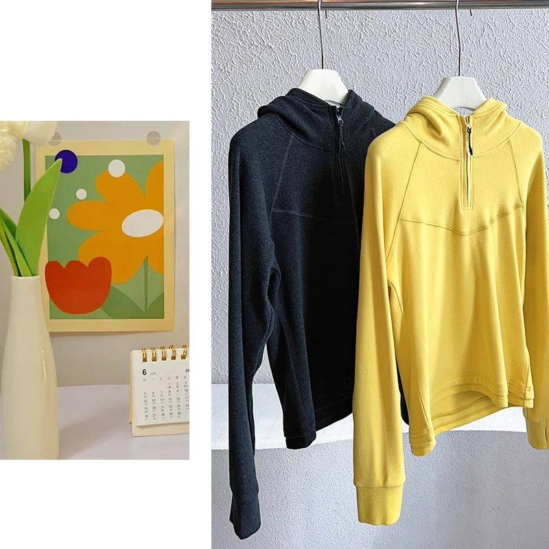 S564 黄灰套头衫立领宽松显瘦2024韩国新款秋季女装小众设计