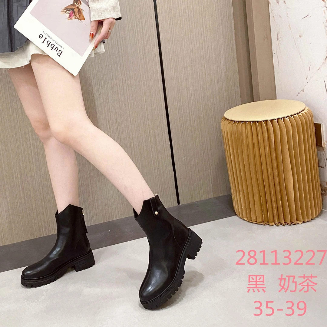28113227弹力靴时尚休闲百搭厚底加绒英伦风秋冬圆头