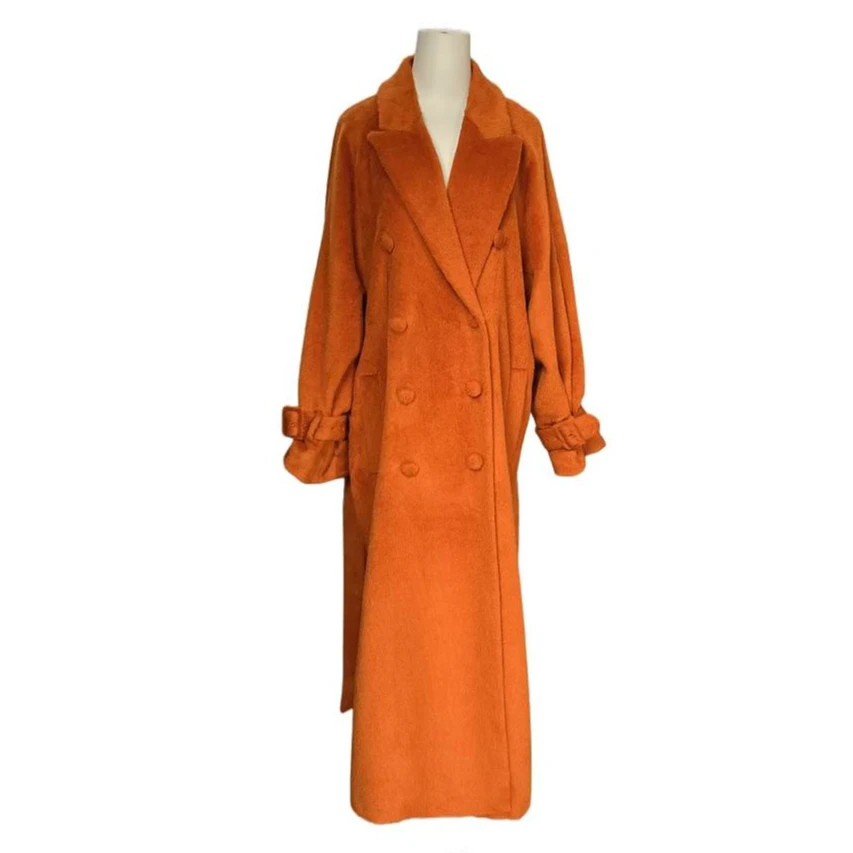 女装女士橘色宽松百搭网红气质时尚轻奢秋冬设计师大衣M2X2568DY