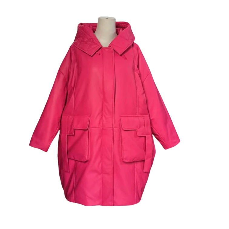 女款潮流时尚中长款连帽休闲保暖加厚冬季百搭白鹅绒外套H-2333