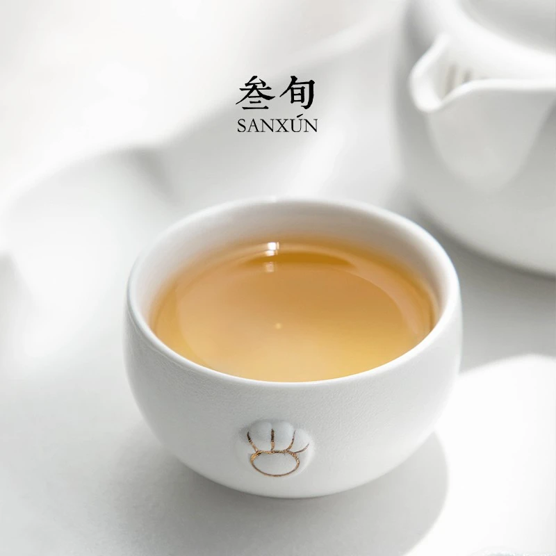 叁旬招财猫茶杯品茗杯陶瓷家用功夫茶具喝茶杯简约轻奢主人单杯