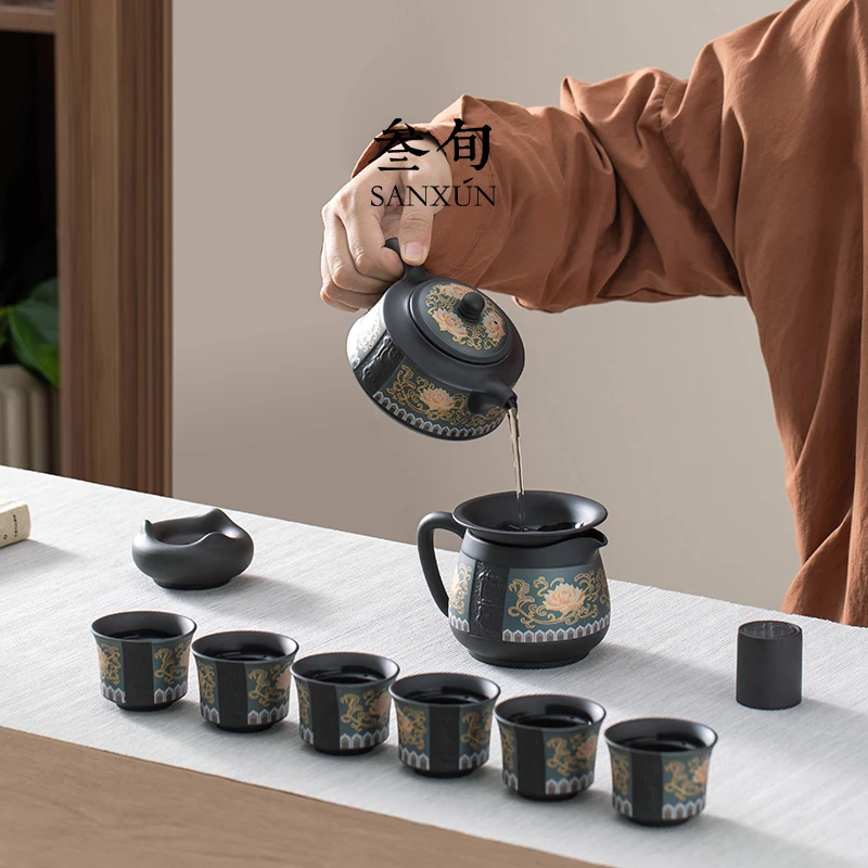 叁旬紫砂如意功夫茶具套装家用泡茶壶喝茶杯轻奢高档礼盒礼物茶具