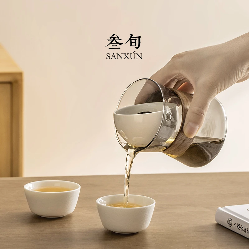 叁旬自动懒人泡茶神器家用玻璃茶具小青柑冲泡茶壶带盖过滤公道杯