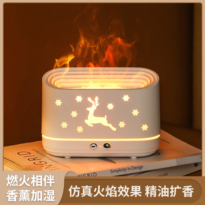 香薰加湿器新款大容量香薰机家用USB火焰灯光喷雾加湿器舒缓卧室