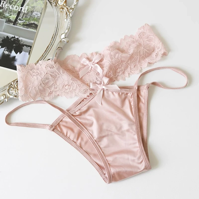 中腰细带镂空女士内裤女款无痕缎面蕾丝短裤透气抗菌秋季内裤女款