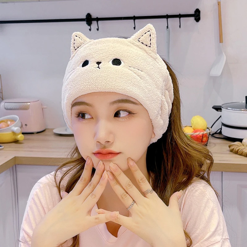 可爱INS风动物猫耳朵束发带洗脸头带女生卸妆发套珊瑚绒月子头巾