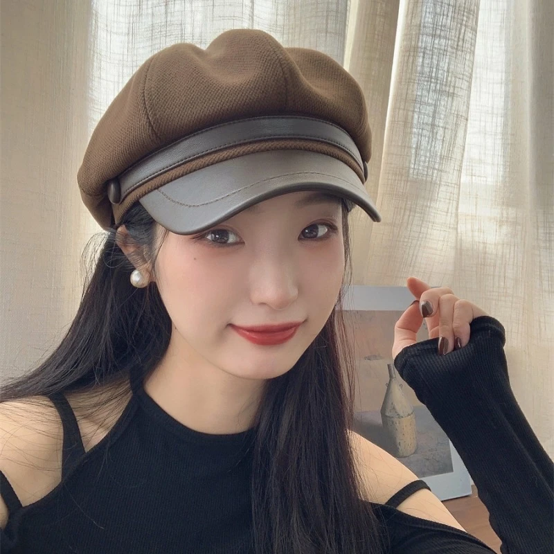 椰椰奶咖~韩系新款秋冬毛呢贝雷帽女复古甜美百搭气质时尚八角帽
