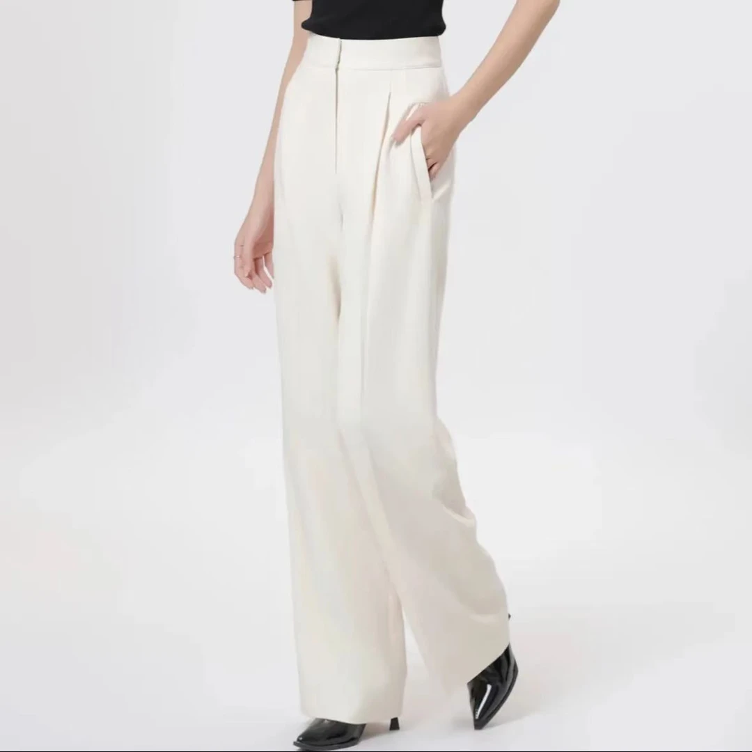 GIRDEAR/哥弟气质简约宽松时尚新款高腰百搭直筒巴黎裤1100235