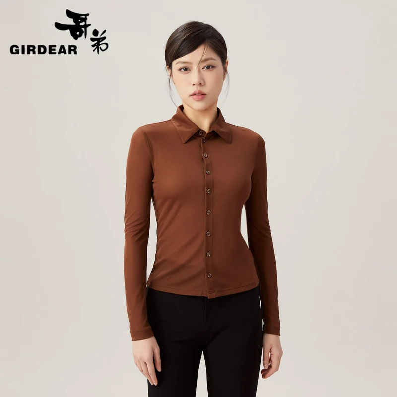 GIRDEAR/哥弟早春通勤百搭高级气质超弹商务修身衬衫显瘦 1300782